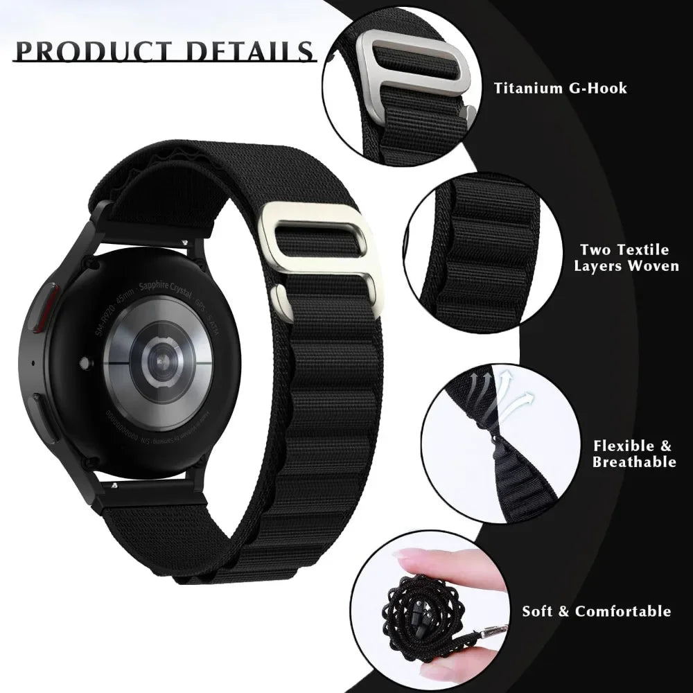 Nylonarmband für HaiWei Galaxy Watch 7 6 5 4 40mm 44mm Classic/Active/Gear S3 Frontier 20mm 22mm Sport Loop Armband Amazfit GTS 3 4