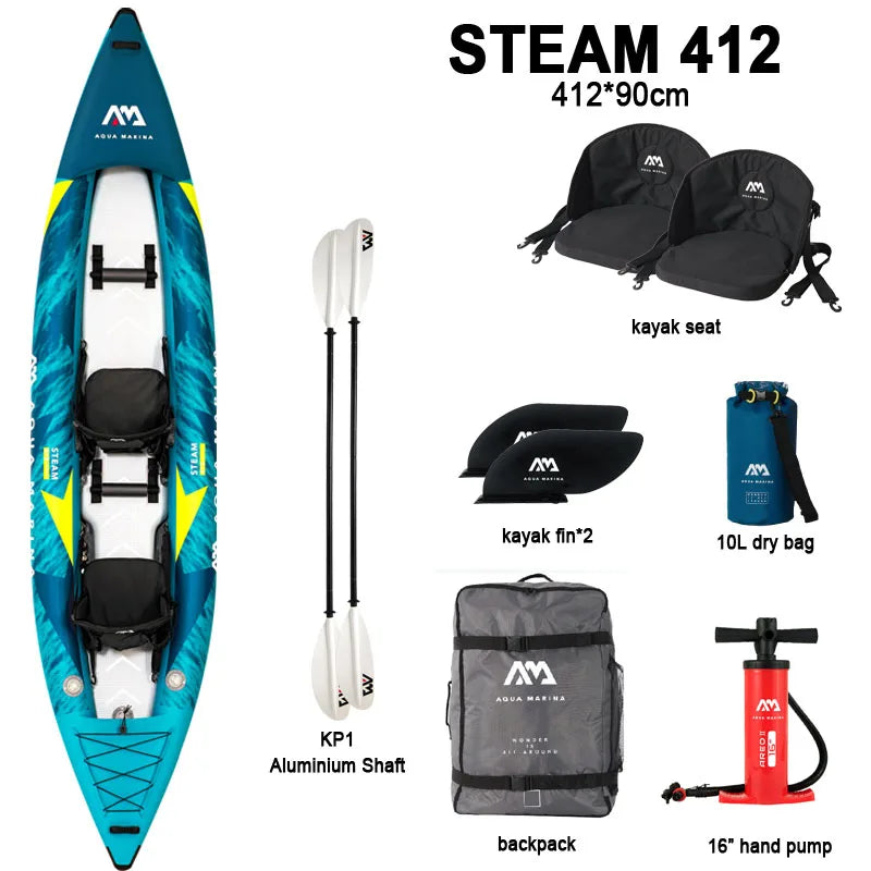 AQUA MARINA STEAM inflatable Kayak Boat 10'3"/13'6"  Drifting Inflatable Paddle Board Canoeing 1 2 Person Raft Rubber Boat PVC