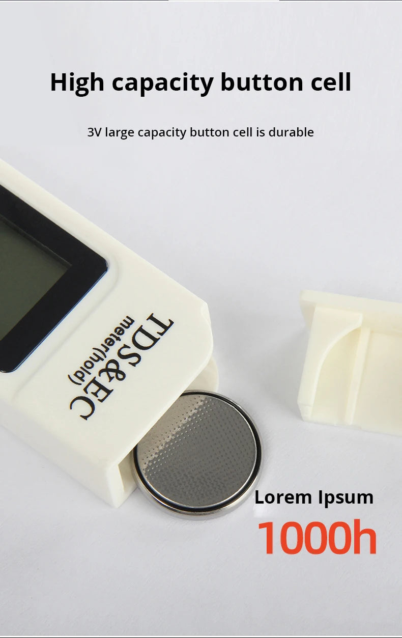 1pc White Handheld TDS Digital Water Tester High Precision Household Purified Tap Water Multifunctional Large Screen Display