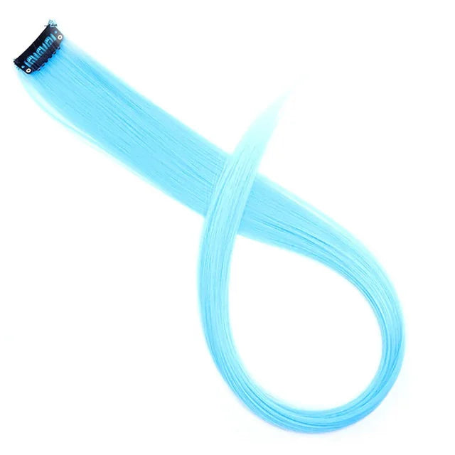 22Inch Synthetic Long Straight Clip In Hair Extensions High Temperature Hairpieces Rainbow Colors Hair Accessories for Women