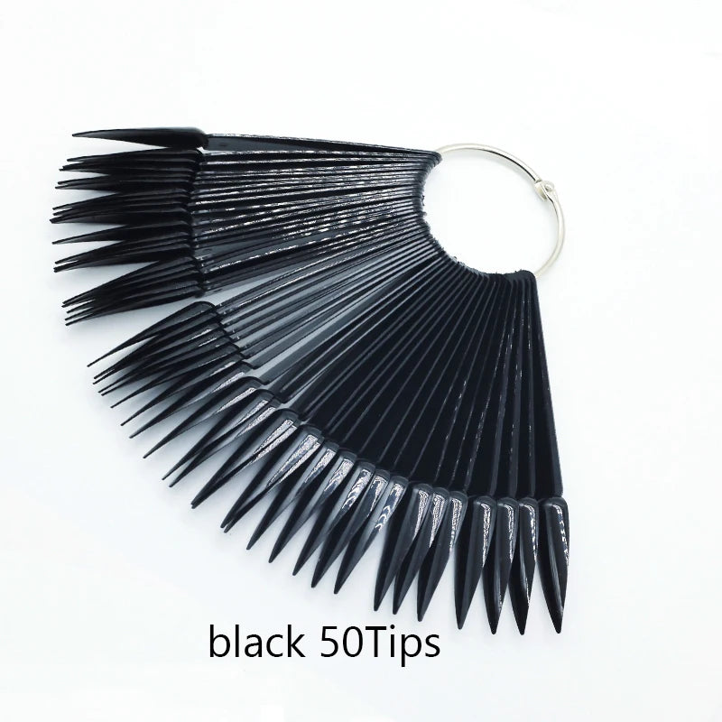 False Nail Tips fan Nature Clear Black 12/24/32/50 pcs/set Finger Full Card Nail Art Display Practice Polish all for Manicure