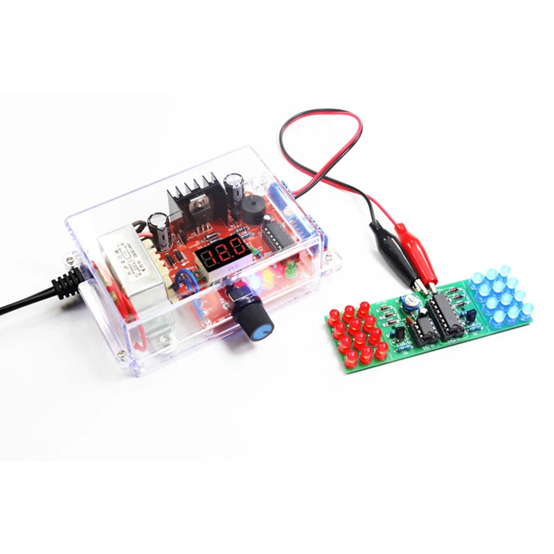 Electronic DIY LM317 Adjustable Voltage Regulated Kit DC Step-down Power Supply Making Parts With Case Soldering Assembly 220V - Shoppiline