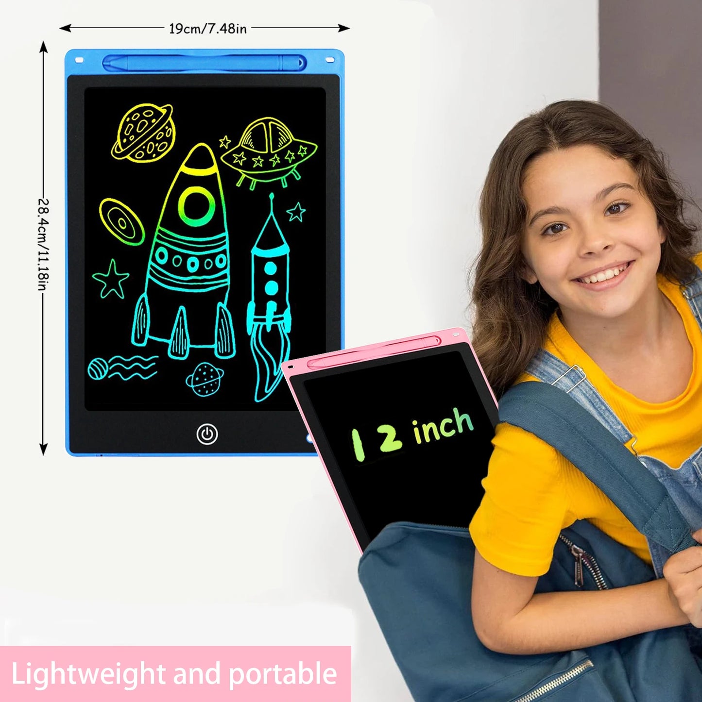 RSP 12 Inch LCD Drawing Board Electronic Writing Tablet Colorful Screen Doodle Board Educational toy For 3-8 Kids Birthday Gifts