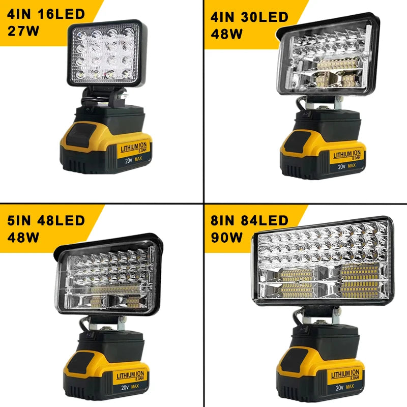 8Inch Led Light Portable Spotlights Cordless Outdoor Work Fishing Handheld Emergency Tool Light Fit Makita 18V Battery