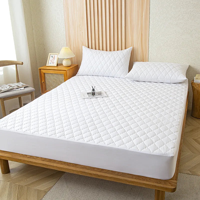 Waterproof Throw Mattress Cover Bed Fitted Sheet Mattress Protector Single/Double/140/160 Muti Size  Gray/White - Shoppiline