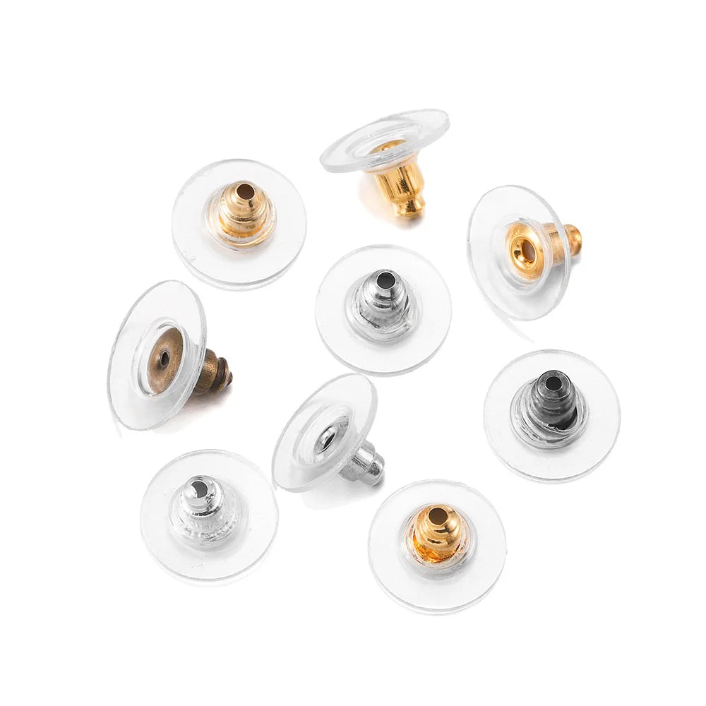 100Pcs Rubber Earring Backs Post Nuts Silicon Steel Earnuts Stud Earring Back for DIY Jewelry Making Accessories