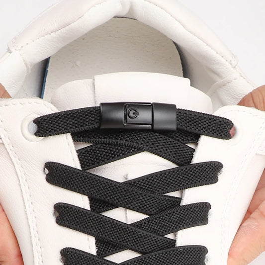 Colorful Press Lock Shoelaces without ties Elastic Laces Sneaker 8MM Widened Flats No Tie Shoe laces Kids Adult Shoelace Shoes
