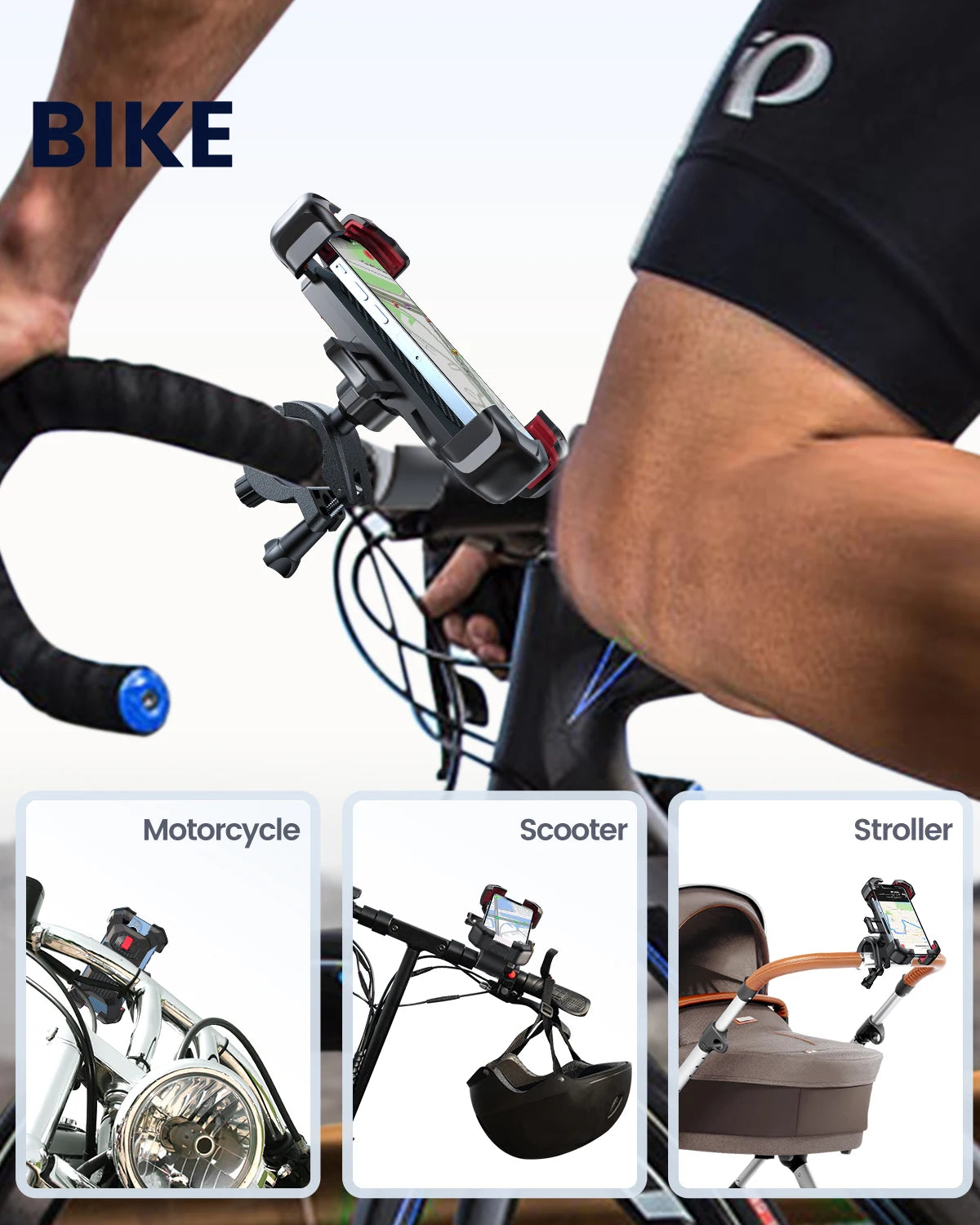 Joyroom Bike Phone Holder 360° View Universal Bicycle Phone Holder for 4.7-7 inch Mobile Phone Stand Shockproof Bracket GPS Clip - Shoppiline