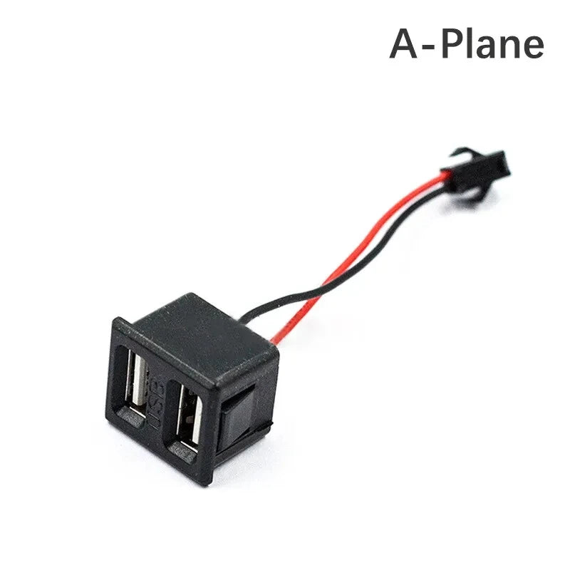 1 Pcs Noir Double Couche USB Femelle Type-C Douille et USB Femelle Lampe Prise de Charge Prise de Courant avec Connecteur de Câble