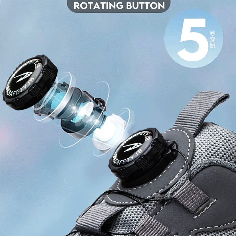 Rotary Buckle Work Safety Shoes For Men and Women Air Soft Sole Lightweight Protective Work Sneakers Men Breathable Boots - Shoppiline