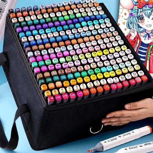24-168 Colored Marker Pens Set Manga Brush Pen Drawing sketch Kawaii Art School Supplies Stationery Paint Lettering Markers - Shoppiline