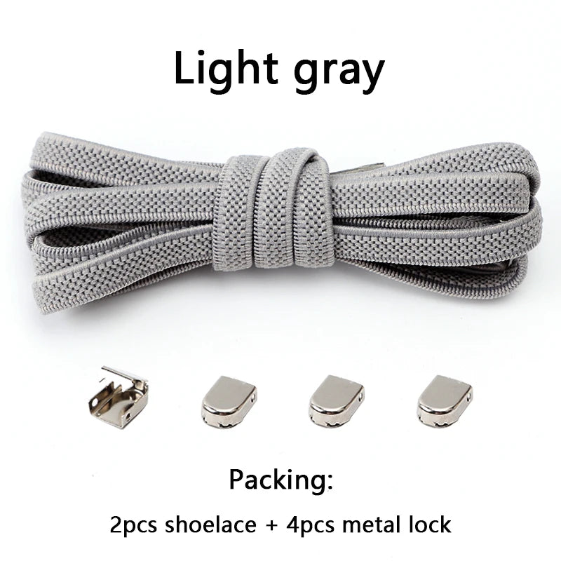 1 Paar Schnürsenkel ohne Binden, Metallschnallen, elastisch für Sneaker, Einheitsgröße für Erwachsene und Kinder, Schnell-Schnürsenkel, Lazy Sport Gummischnürsenkel
