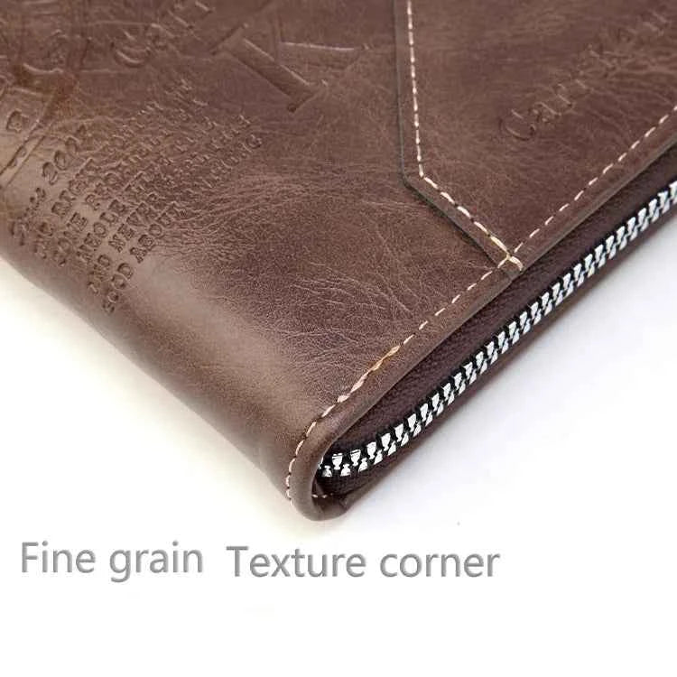 Men's PU Waxed Oil Leather Wallet Short Bifold Coin Purse with All-Around Zipper for Cash And Cards