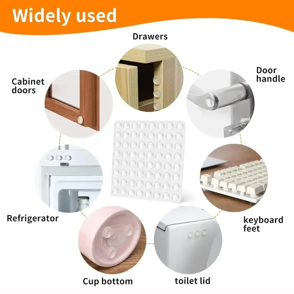 Silicone Self-Adhesive Clear Round Bumper Pads, Cabinet Door Sound Dampening Buffers, Furniture Silent Rubber Stoppers