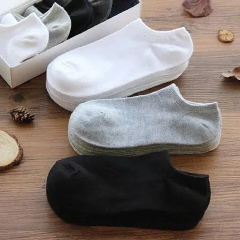 5/10 Pairs Unisex Ankle Socks Solid Color Black White Gray Cotton Deodorant Breathable Running Sports Socks New Spring Summer