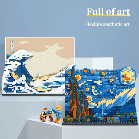 Pantasy Kanagawa Surfing Puzzle Ukiyo-E Building Block Decoration Creative Assembling Toy World Famous Painting Gift - Shoppiline