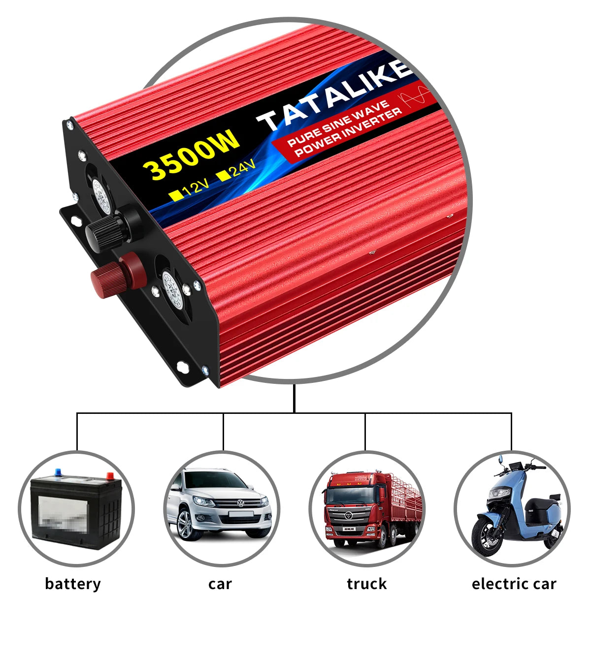Inverter Pure Sine Wave  2500W/3500W/4500W/5000WDC 12V/24V to AC 220V 230V Voltage Transfer Converter Charging Adapter EU Socket - Shoppiline