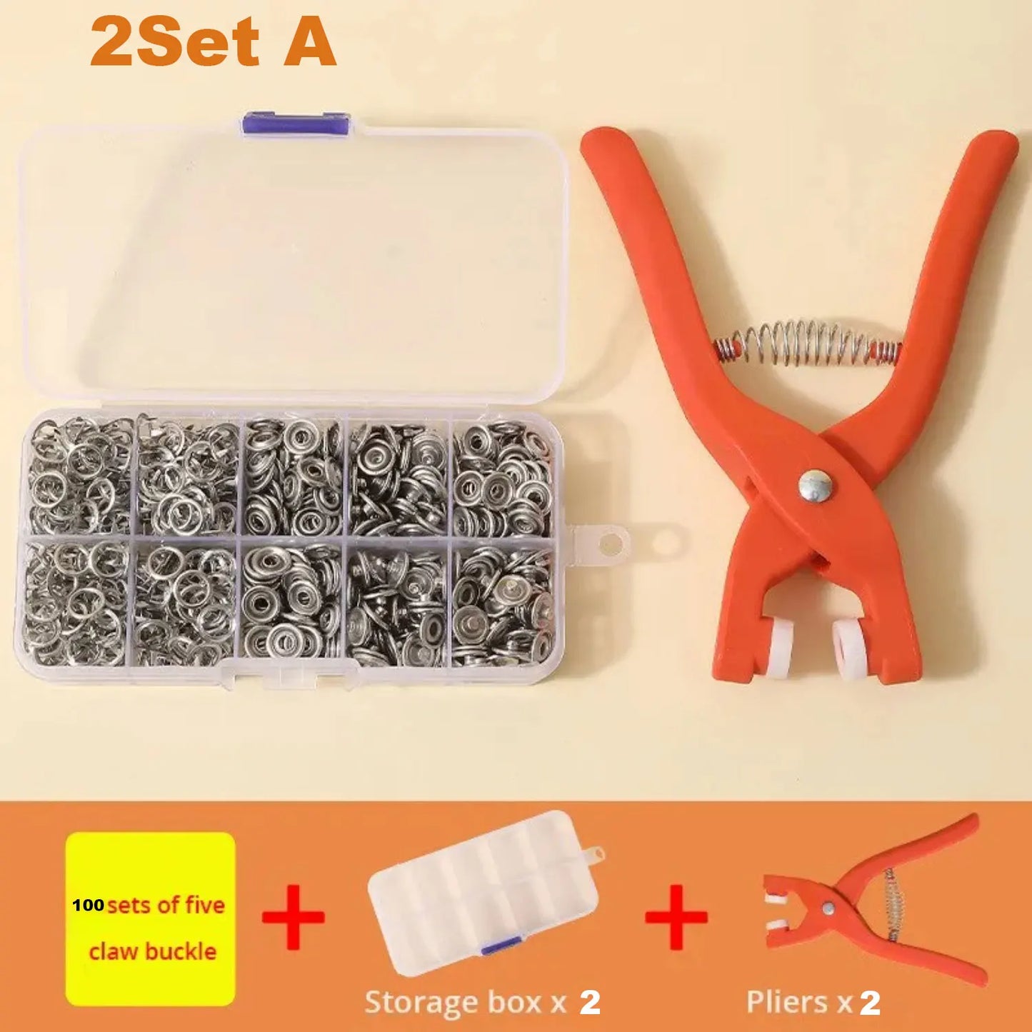 2er-Set Druckknopf-Kit mit Handdruckzange, 50 Druckknöpfe, Metalldruckknöpfe zum Nähen, Nähdruckknöpfe für DIY-Bastelarbeiten, Kleidung, Hüte