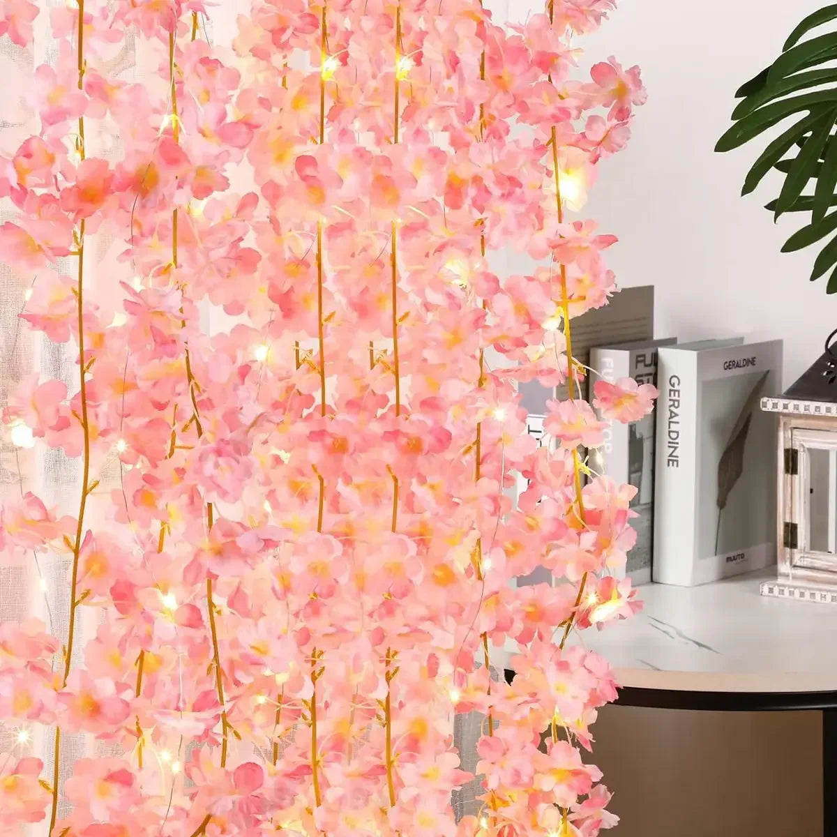 200cM 20LEDs Cherry Blossom Light Garland Artificial Flower Vines Fairy Lights for Bedroom Wedding Party Holiday Decoration