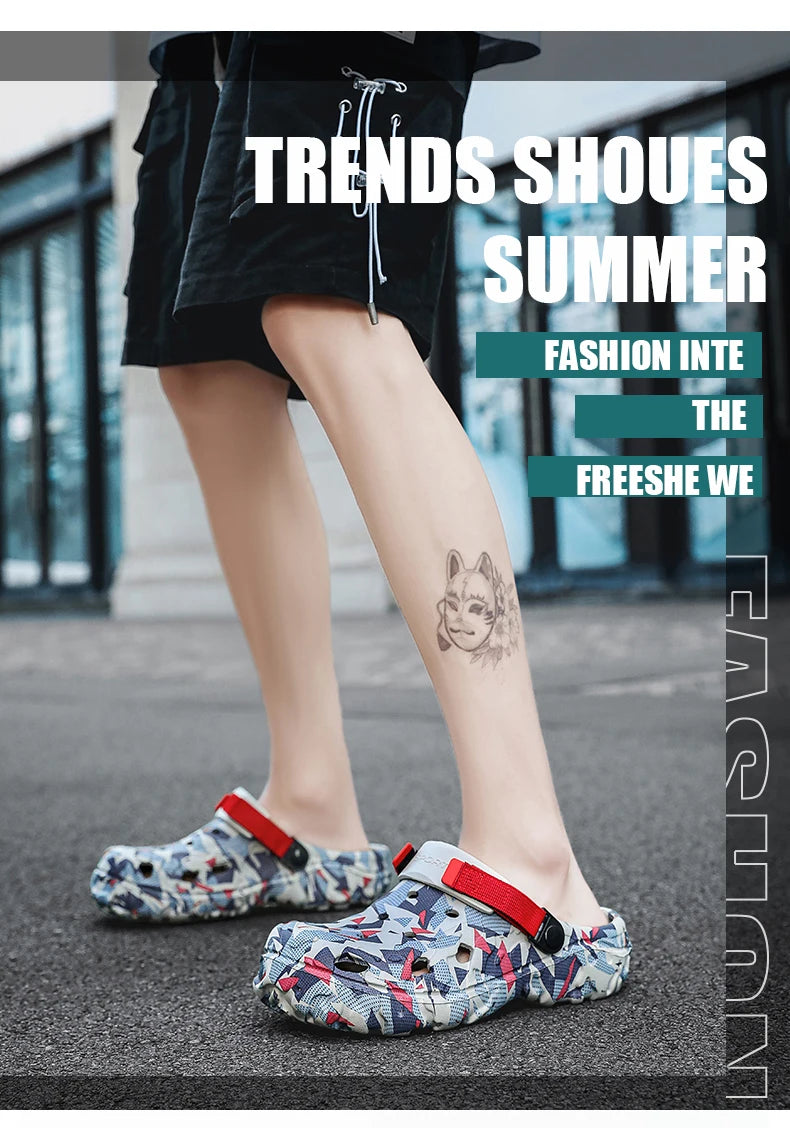 New Men's Clogs Slippers Sandal Male Garden Shoes Flat Camouflage Sandals Male Sneakers Outdoor Flip Flops Home Clogs - Shoppiline