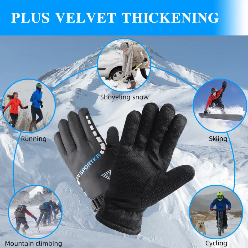 Winter Thermal Waterproof Cycling Gloves Men Women Warm Unisex Skiing Riding Motorcycle Hiking Sport Mittens