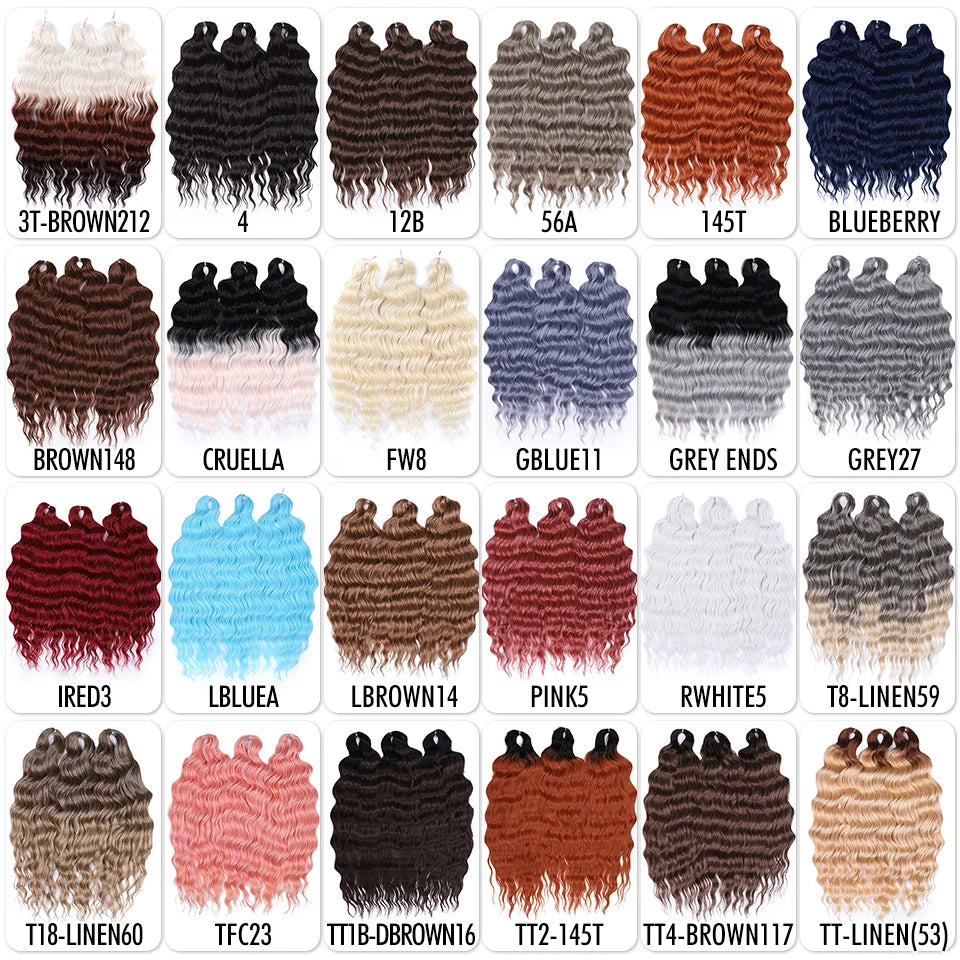 Anna Hair Extensions synthétiques de tresses Loose Deep Wave 24 pouces, cheveux tressés ondulés, cheveux bouclés torsadés au crochet Ombré Blond