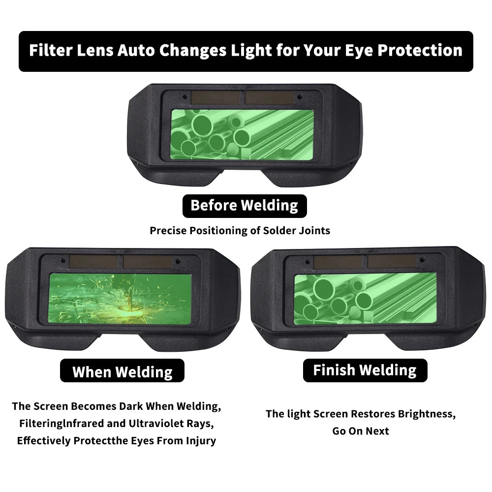 Solar Powered Welding Helmet Auto Darkening Welding Goggles LCD Welder Glasses for TIG MIG MMA Plasma Welder Glasses