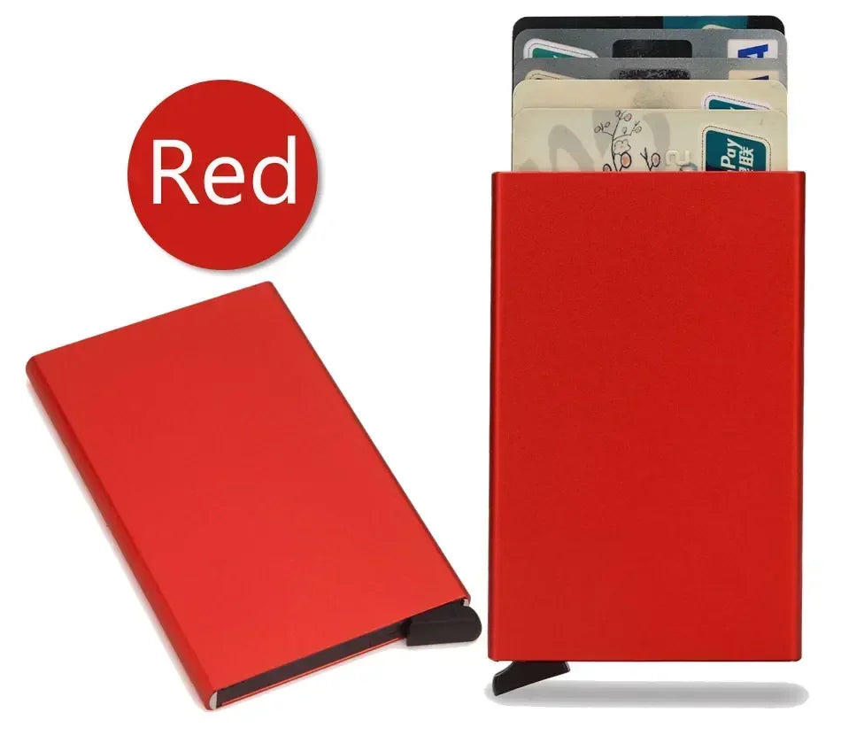Small and Practical Pop Up Minimalist Smart Wallet Thin Slim RFID Credit Card Holder for Men Women Metal Purse Mini Wallets