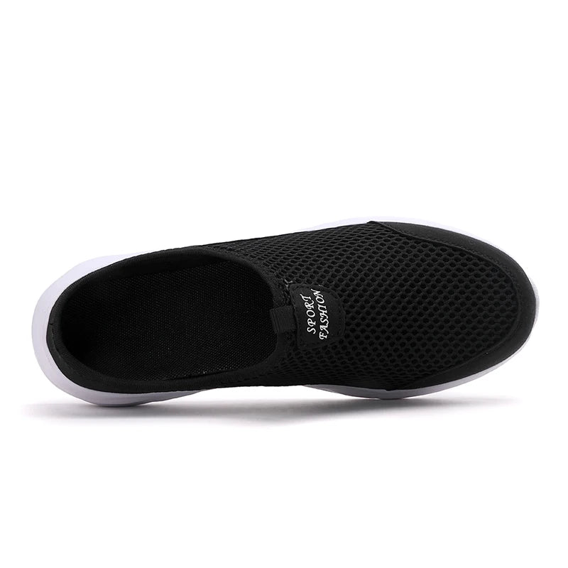 YRZL Mens Half Slippers Summer Breathable Mesh Mens Shoes Outdoor Casual Walking Shoes Large Flat Light Mesh Slippers Sandals - Shoppiline