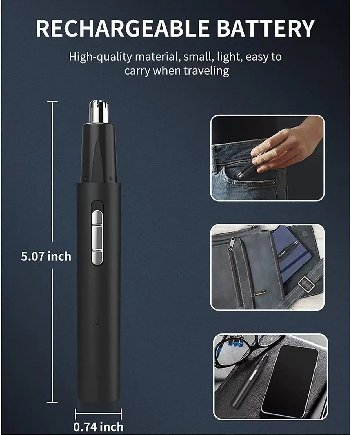 Three-in-One Electric Nose Hair Trimmer Aluminum Body USB Rechargeable Eyebrow Razor Portable Hair Remover for Cross-Border Use