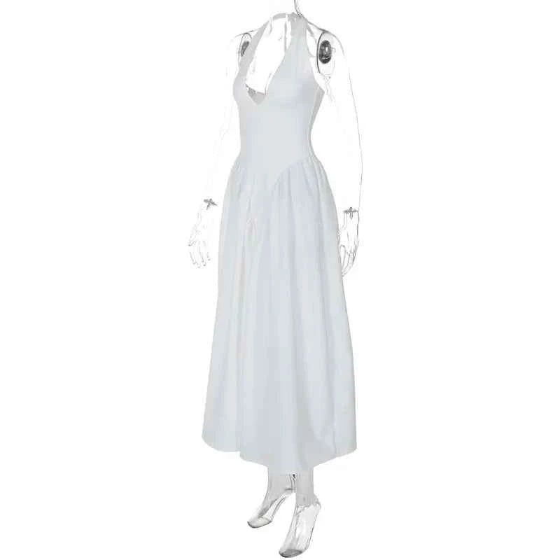 Ladies Summer Evening Party New Fashion Dress Women Sleeveless Backless V-Neck Sexy Birthday  Long Dresses 2025 Woman Streetwear