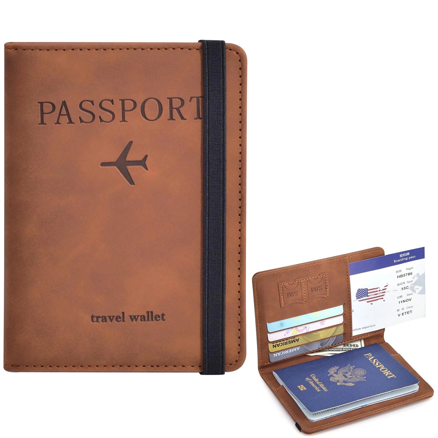 Reisepasshülle für Reiseutensilien Reisepass-Brieftaschen-Etui für Reisezubehör, Reisepassbuchhüllen für Damen/Herren