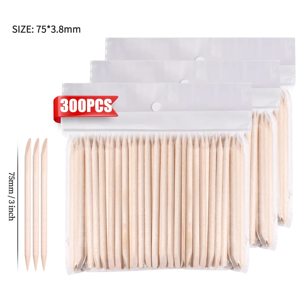 50/1000Pcs Double Ended Wooden Cuticle Pusher Multi  Nail Art Tools Beechwood Stick Manicure Pedicure Tool Suitable for Home Use