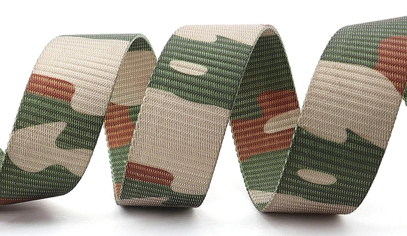 38mm Tactical Waist Belt Unisex Lightweight Weave Fabric with Plastic Buckle for Airport Security Men Women Camouflage Style