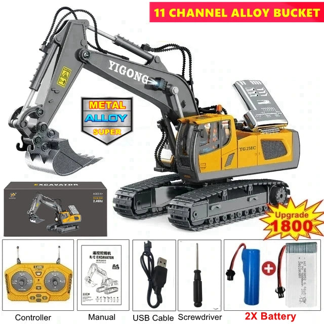 4WD Remote Control Excavator 4x4 Alloy Dump Truck Bulldozer Radio Model RC Car Construction Vehicle Toy Children Kids Gifts - Shoppiline