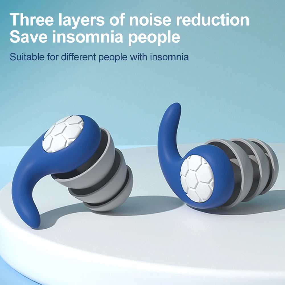 Silicone Noise Cancelling Earplugs Noise Filter Sleep Swimming Waterproof Three Layer Mute Earplugs