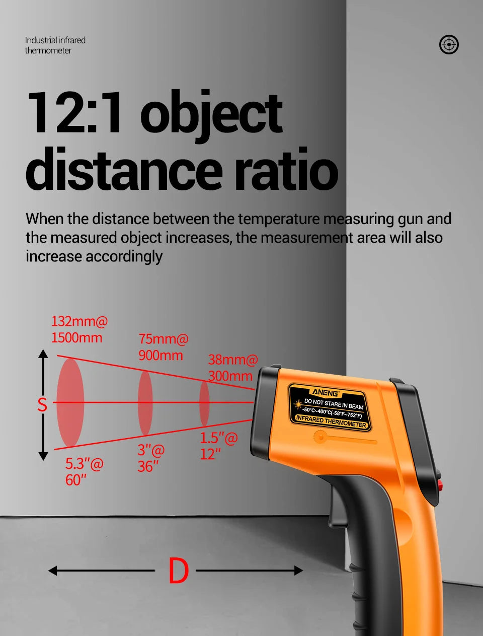 ANENG TH201 Thermometer Celsius Display Digital Infrared Thermometer Highly Sensitive Non-contact Temperature Measuring Gun Tool - Shoppiline
