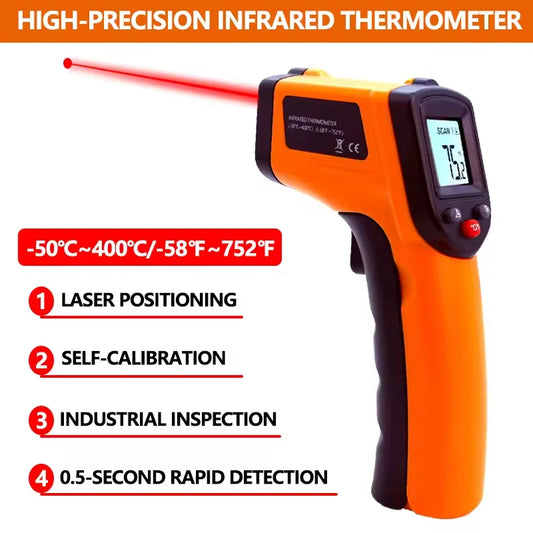 2026New Infrared Thermometer Handheld Temperature Gun Non-Contact Laser Heat Tester -50-400°C for Industrial Home Automobile Use - Shoppiline