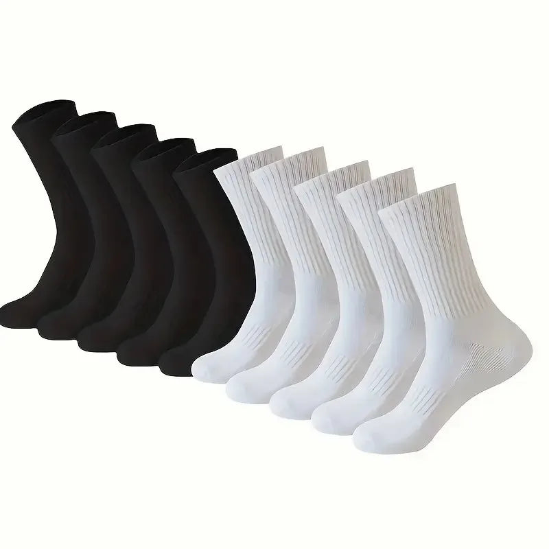 5/10/20 Pairs Neutral Solid Color Round Neck Socks Spring Summer Sweat Absorbing Breathable Comfortable All-season Sports Socks