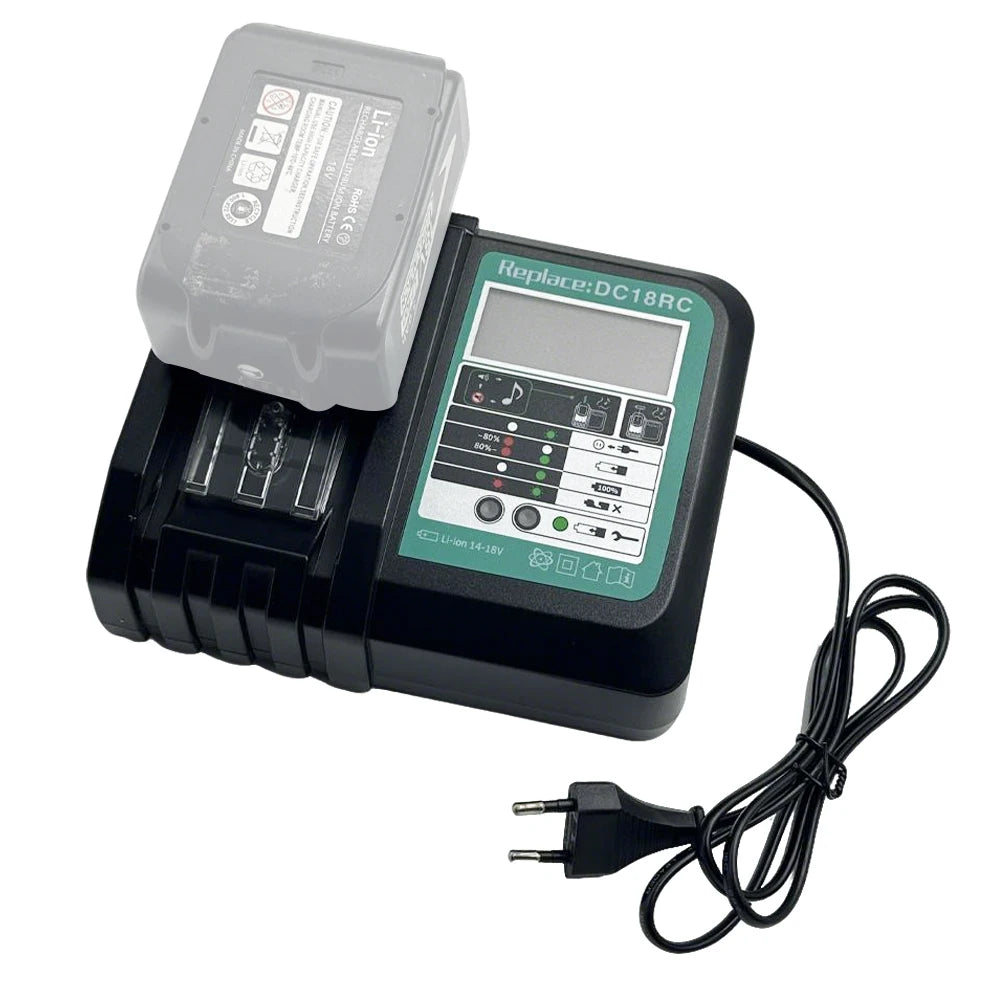 Chargeur rapide de remplacement pour batteries Makita 14,4V - 18V DC18RC pour batteries Li-ion Makita BL1860 BL1850 3,0 A avec affichage LED