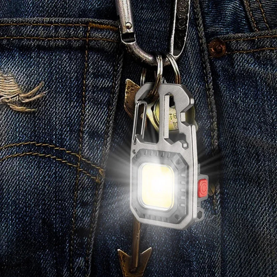 Ultra Small Mini LED Light Rechargeable Keychain Light Outdoor Camping COB Work Light Portable Pocket Wrench Screwdriver