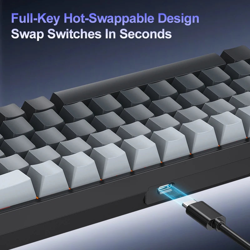 APAYADO A68 Wired Mechanical Keyboard RGB Backlight,Fully Hot-Swappable Keys,ABS Keycaps,68-Key Keyboard for Gaming/Office Use