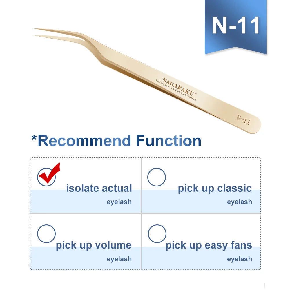 NAGARAKU Eyelash Extension Tweezers Makeup Stainless Steel Eyelash 3D accurate Clip