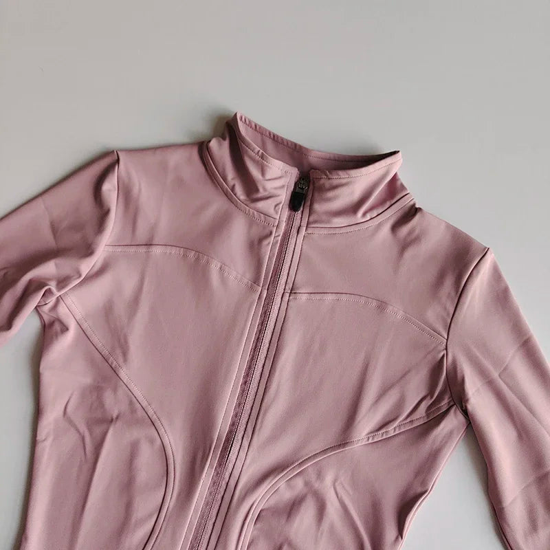 Slim Fit Sports Jacket Stand Collar Zipper Coat Sports Fitness Yoga Clothing Plus Velvet Jacket Slimming Quick-drying Top Suit