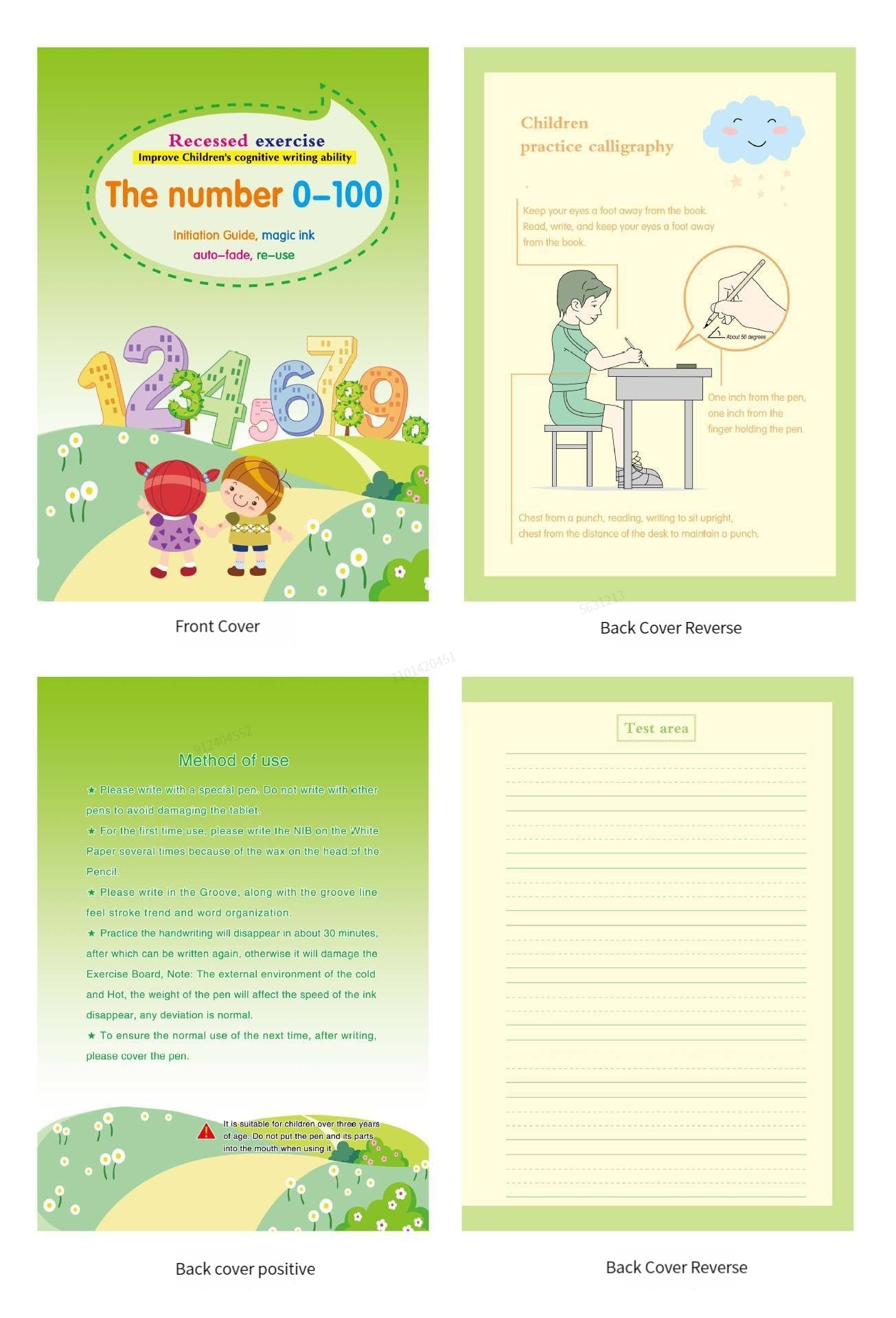 4 Bücher Englisch Übungsheft Zauberstift Nachfüllpackung Automatisch Verschwindende Tinte Kinder Schreibaufkleber Übung für Kinder Erleuchtungsgeschenk