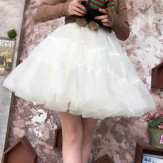 Lolita Cosplay Organza Ruffles Short Petticoat Underskirt for Girls Tutu Half Slips Bridal Accessorie
