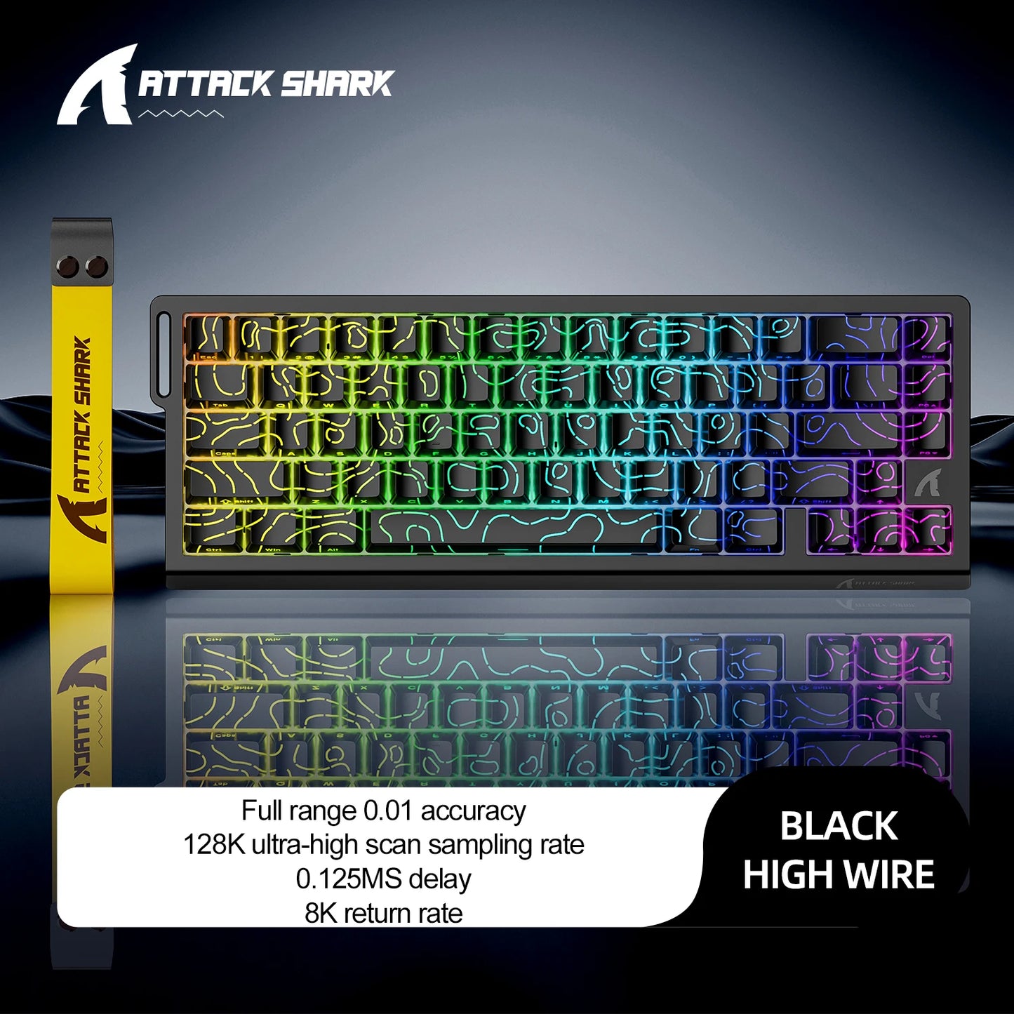X68HE ATTACK SHARK X68PRO RGB Magnetic Mechanical Keyboard 0.01mm RT Accuracy 128K Rate 0.125ms and 8000Hz for E-sports
