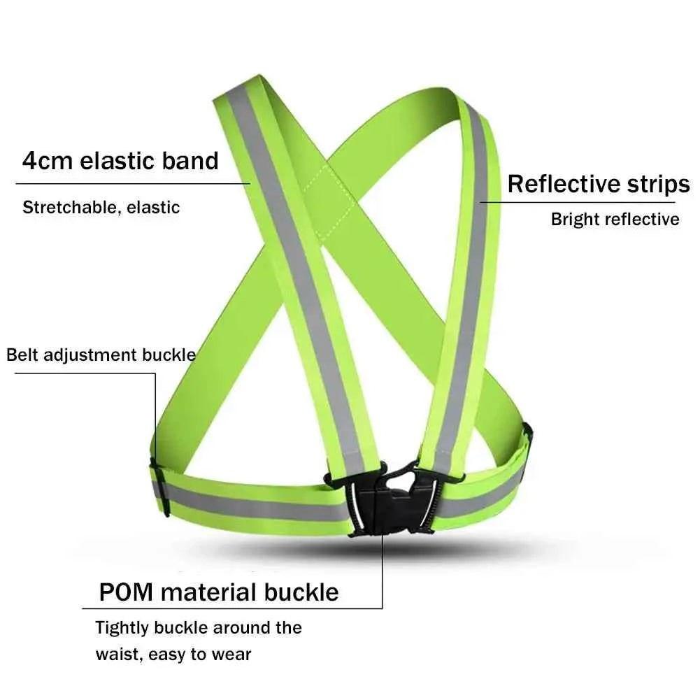 New Highlight Reflective Straps Night Running Riding Clothing Vest Adjustable Safety Vest Elastic Band For Adults and Children