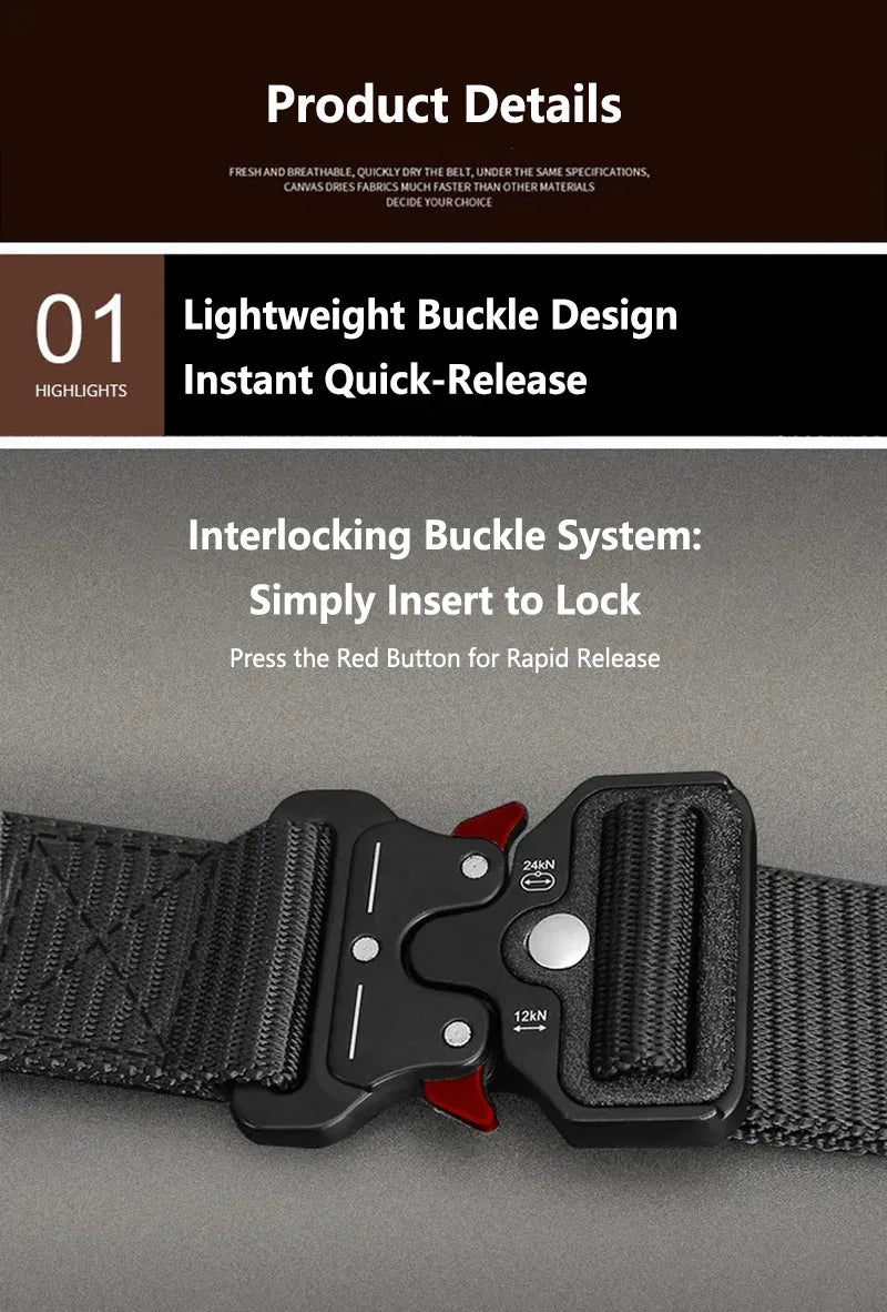 1 Piece Men's Tactical Sports Belt, Quick Release Symmetrical Buckle, Polyester Fiber, Suitable for Outdoor Training Military
