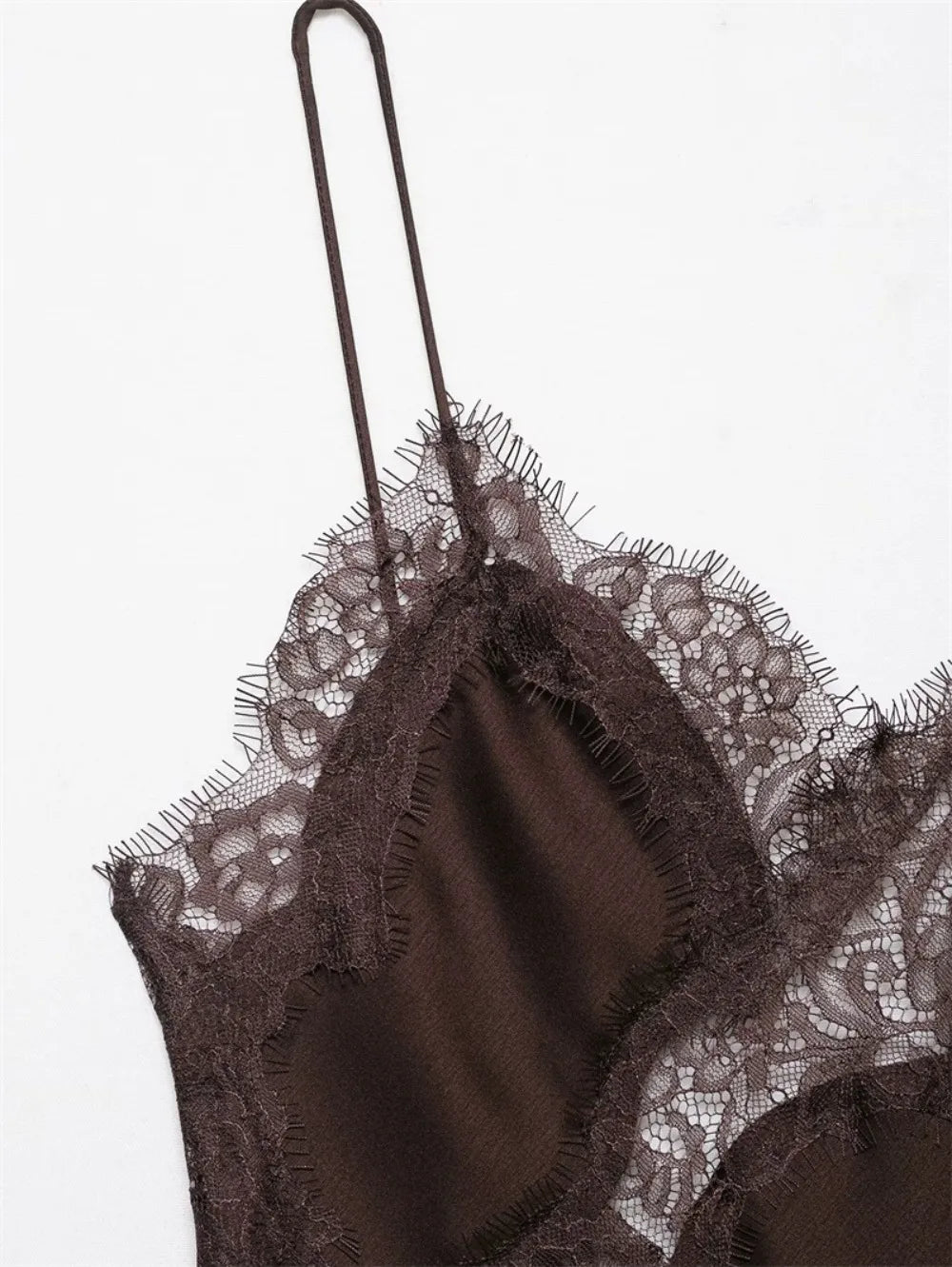 Elegant Asymmetrical Lace Lace Patchwork Top Sleeveless Backless Camisole Tops V Neck Sexy Lace Women tank top Summer Wear